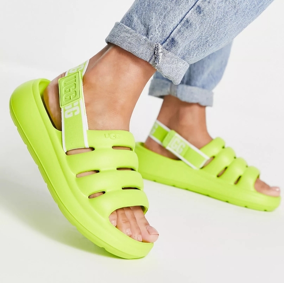 UGG Shoes - NWT UGG Key Lime Neon Sport Yeah Slide Sandals 7